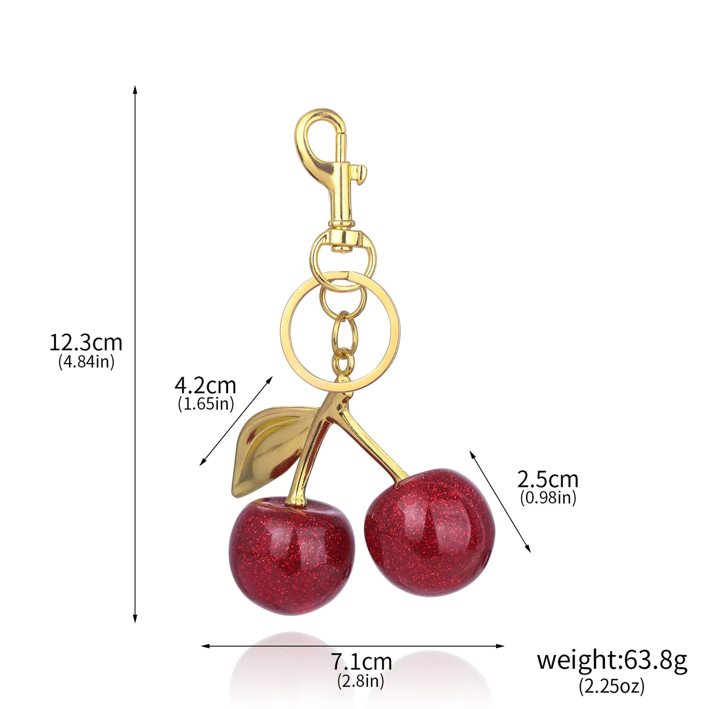 Fashion Red Cherry Keychain Pendant Summer Fruits Keyring for Women Men Bag Jewelry Accessory Gift