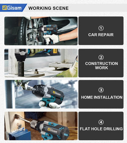 1800N.M Torque Brushless Electric Impact Wrench 1/2 inch Lithium-Ion Battery Cordless Wrench Tools For Makita 18V Battery Pins
