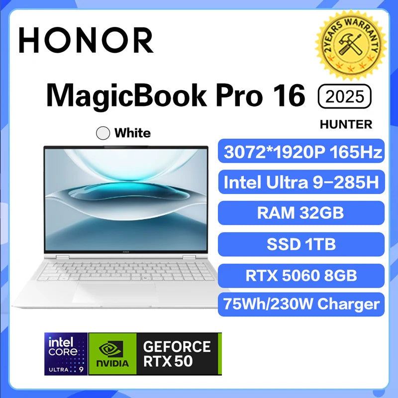 Honor MagicBook Pro 16 Laptop Ultra5 225H/Ultra9 285H 24G/32G 1T 3.1K 165Hz Honor Laptop Notebook Ultrabook Game Computer