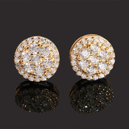 BXINY GRA Certified Full Moissanite Earrings 100% S925 Silver 18K Gold Plated Round Ear Studs for Women Men Hiphop Gifts Jewelry