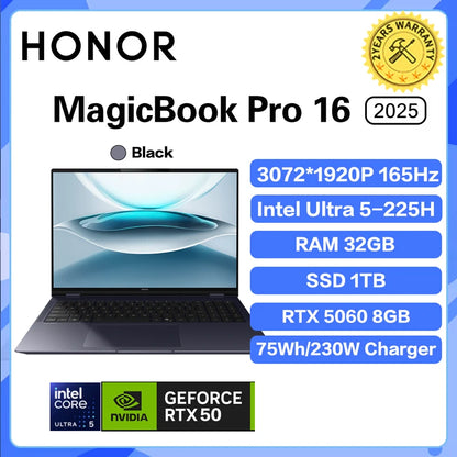 Honor MagicBook Pro 16 Laptop Ultra5 225H/Ultra9 285H 24G/32G 1T 3.1K 165Hz Honor Laptop Notebook Ultrabook Game Computer