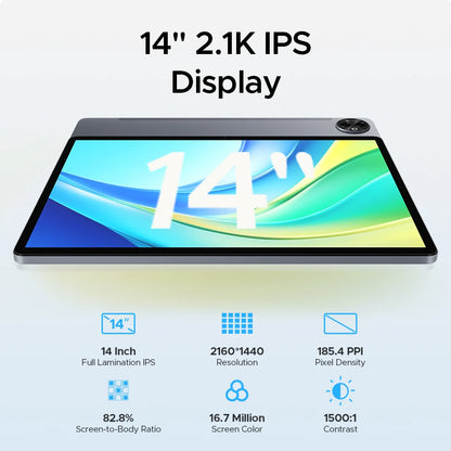 Doogee Tab E3 Max 2 in 1 Tablet Pc 14" 2.1K Display Android 15 32Gb (8+24) 256Gb 13500Mah Battery Qual Speaker Helio G100 Tablet