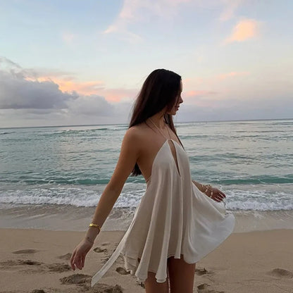 Sexy Party Off Shoulder Dresses Women's Elegant Sleeveless Hollow Out Beach Dress Backless High Street Lady Vestidos 2025 Summer