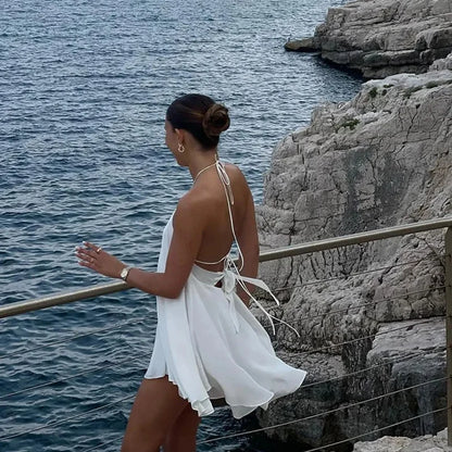 Sexy Party Off Shoulder Dresses Women's Elegant Sleeveless Hollow Out Beach Dress Backless High Street Lady Vestidos 2025 Summer