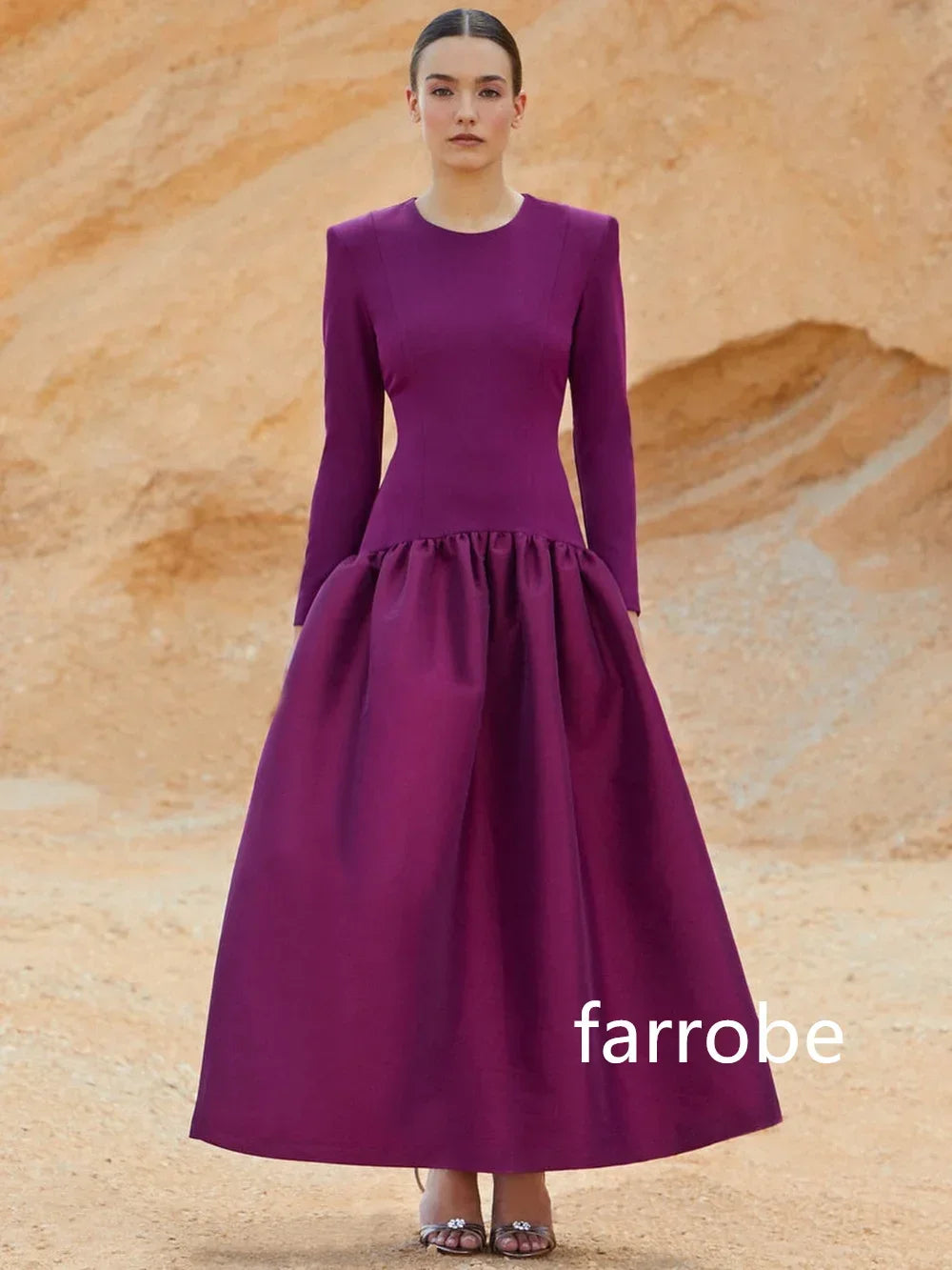 Customized High Quality Jersey Pleat A-line O-Neck Midi Dresses Prom Dresses Classic Exquisite Modern Style Pastrol Unisex Chine