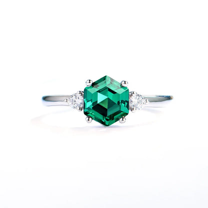 Luxyimagic Hexagon London Blue Topaz Gemstone Ring for Women Soid 925 Sterling Silver Tanzanite Morganite Jewelry for Engagement