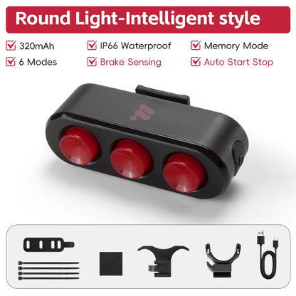 WEST BIKING Bike Taillight IP66 Waterproof Smart Brake Sensing Rear Light Auto Start/Stop LED Cycling Taillight Bike Accessories