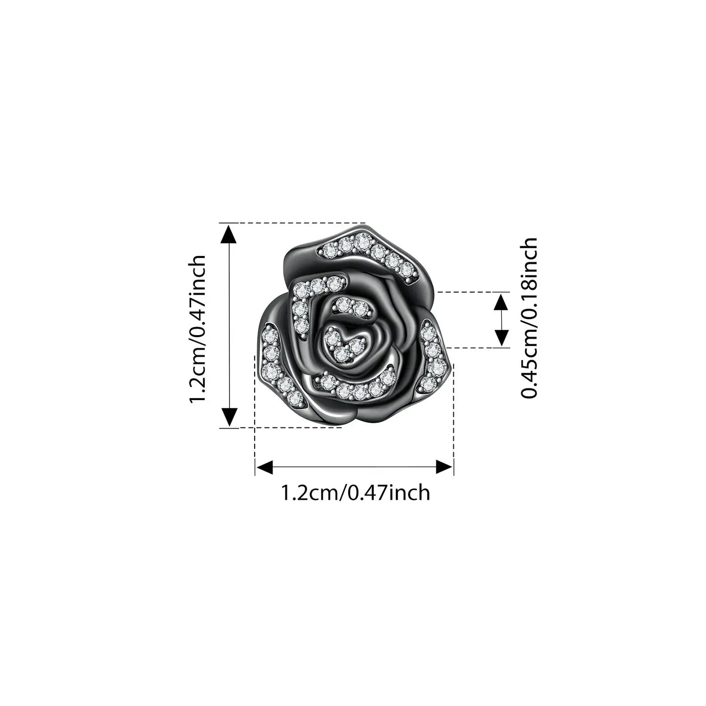 BISAER 925 Sterling Silver Vintage Dark Rose Charm Bead Black Rose Pendant for Women DIY Bracelet & Necklace Fine Jewelry