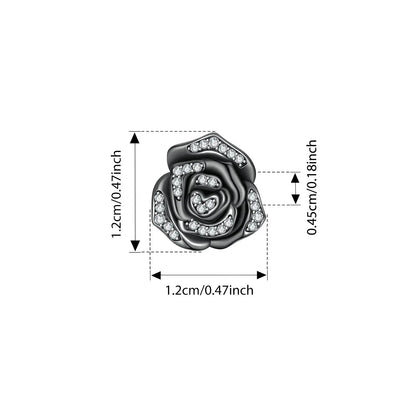 BISAER 925 Sterling Silver Vintage Dark Rose Charm Bead Black Rose Pendant for Women DIY Bracelet & Necklace Fine Jewelry