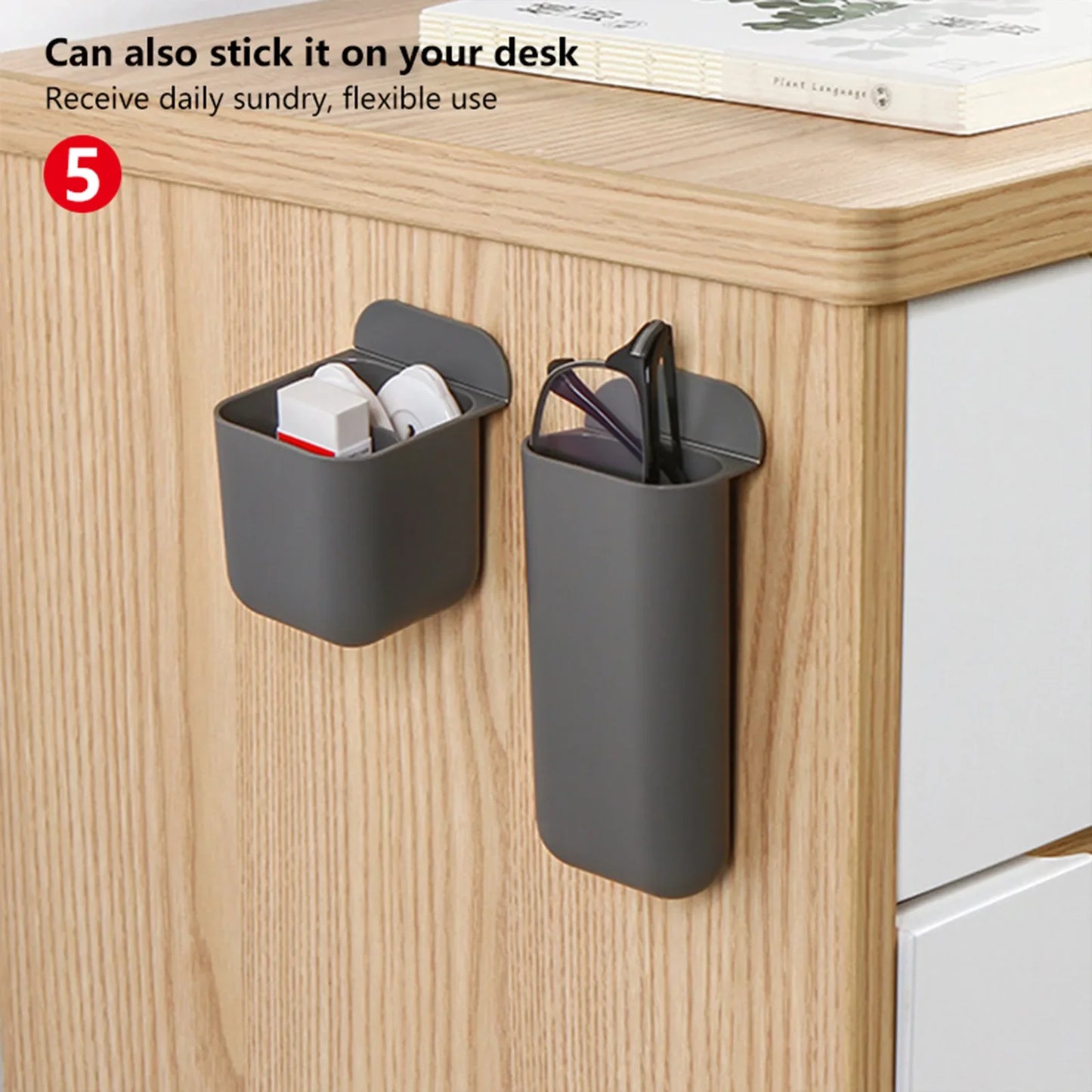 New Wall Mounted Storage Box No Punching TV Remote Control Storage Pen Holder Desk Organizer Multifunction Desk Organizers Shelf