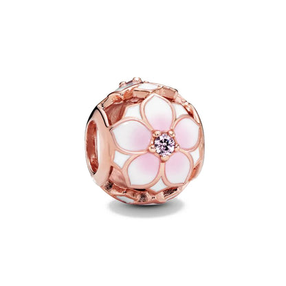 Rose Gold Fine Plated Pink Clip Dasiy Butterfly Dragonfly DIY Charms Fit Original Sterling Silver 925 Bracelet For Women Jewelry