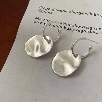 VENTFILLE 925 Sterling Silver Liquid Lava Texture Pearl Earring for Women Design Retro Versatile Jewelry Gift Dropshipping