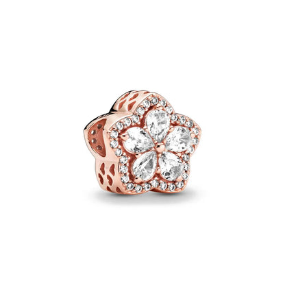 Rose Gold Fine Plated Pink Clip Dasiy Butterfly Dragonfly DIY Charms Fit Original Sterling Silver 925 Bracelet For Women Jewelry