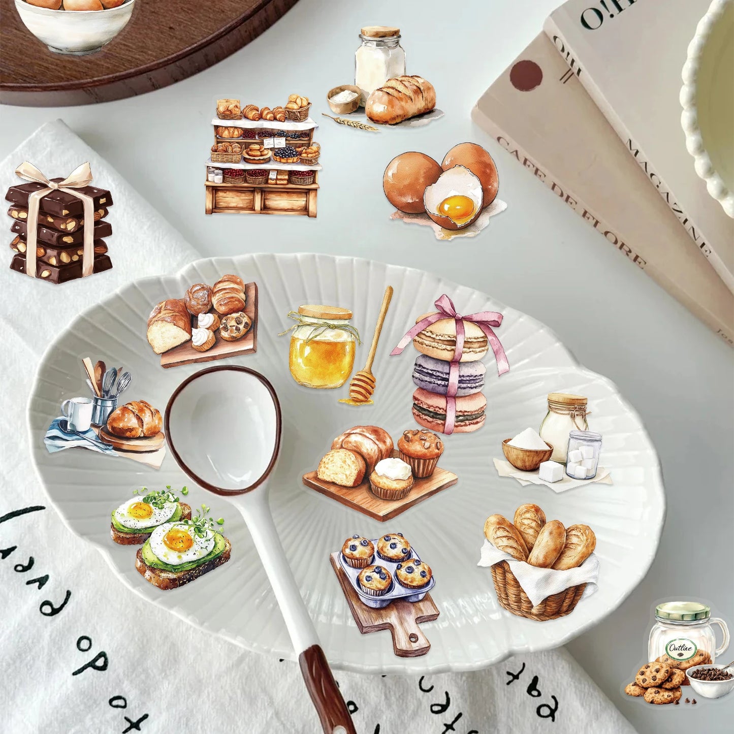 50Pcs Baking Dessert Cake Egg Theme Sticker Transparent PET Stickers For Stationery Guitar DIY Phone Case Craft Supplies