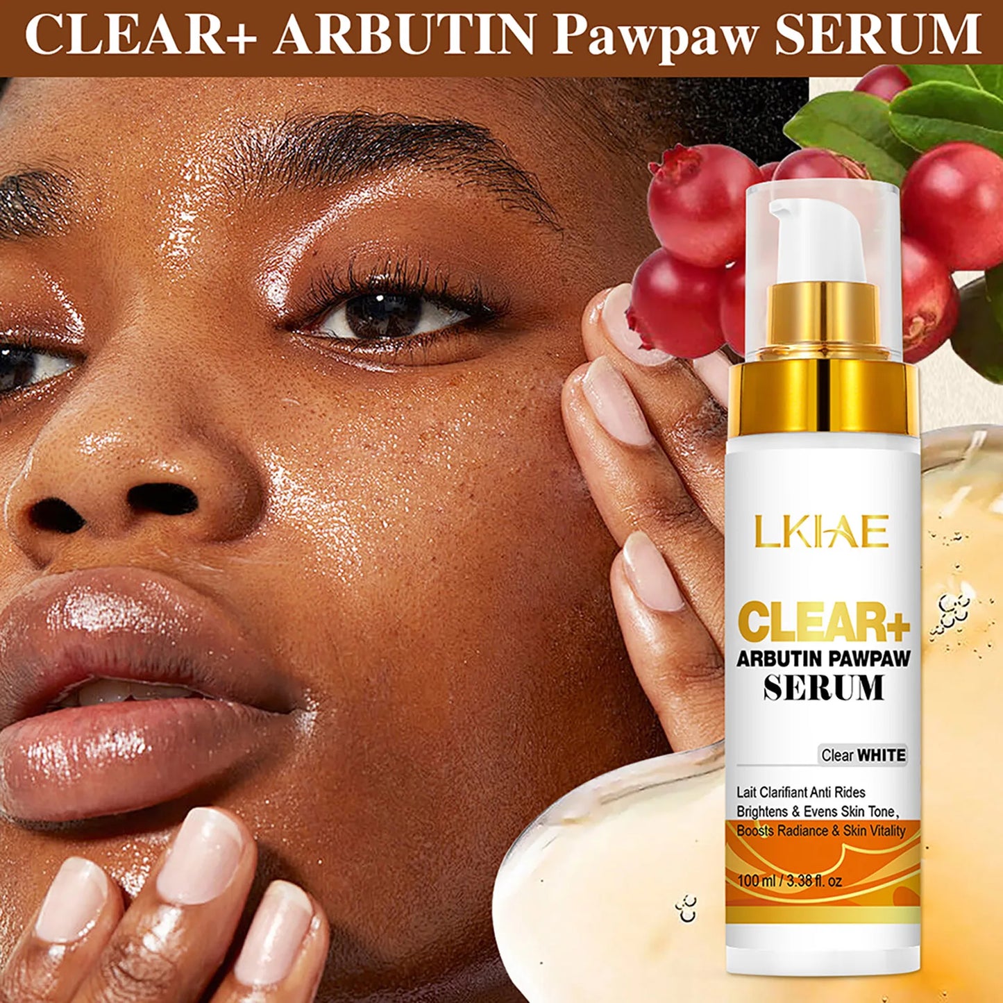 LKIAE Arbutin Whitening Set, With Vitamin C, Natural Papaya, Carrot, Remove Dark Spots, Melanin, Skin Moisturizer, Smooth Skin
