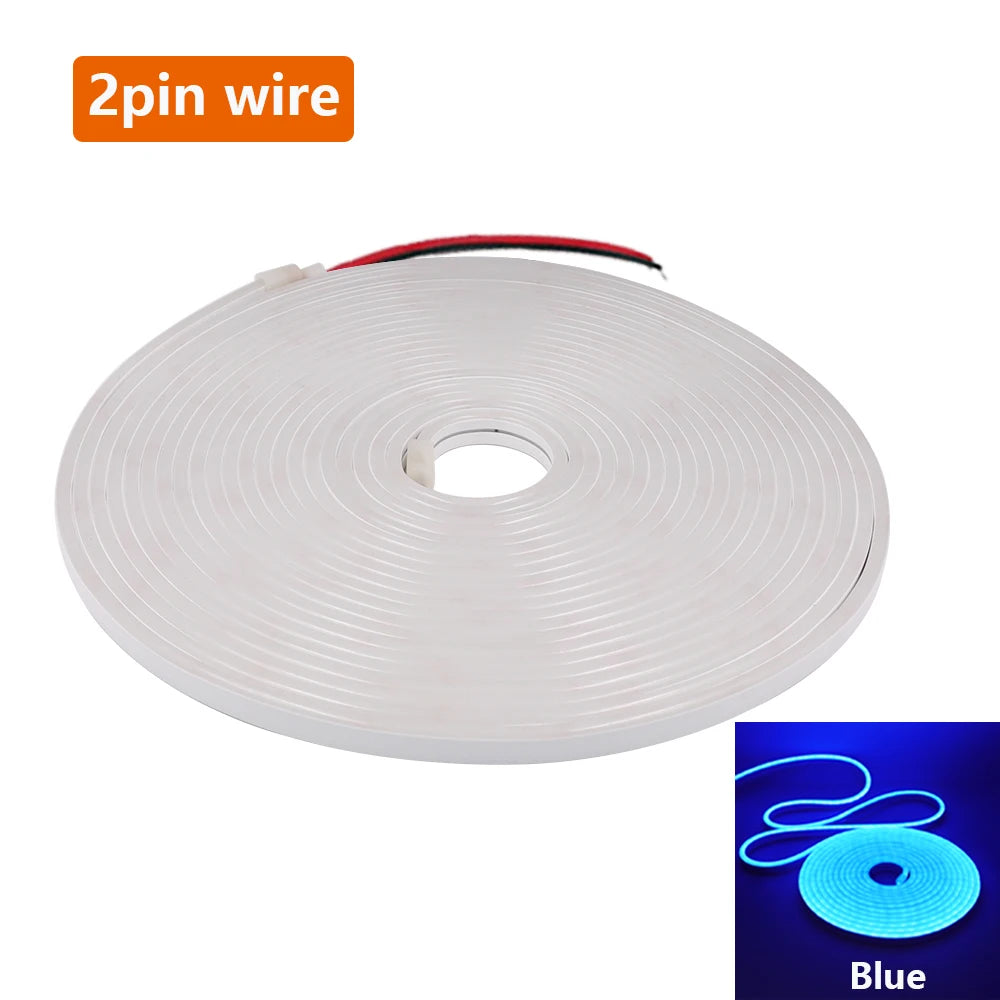 12V 24V 5M 10M 20M LED Neon Sign Strip Light Waterproof Silicone Rope Lights Flexible Lamp with 2pin Wire 120LED 2835 0.5M Decor