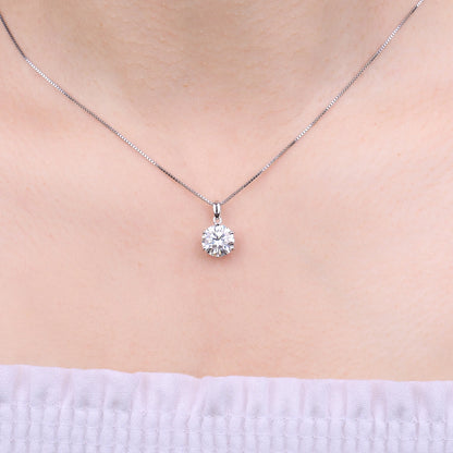 JewelryPalace Moissanite D Color 1ct 1.5ct 2ct 3ct Round 925 Sterling Silver Pendant Necklace for Woman No Chain