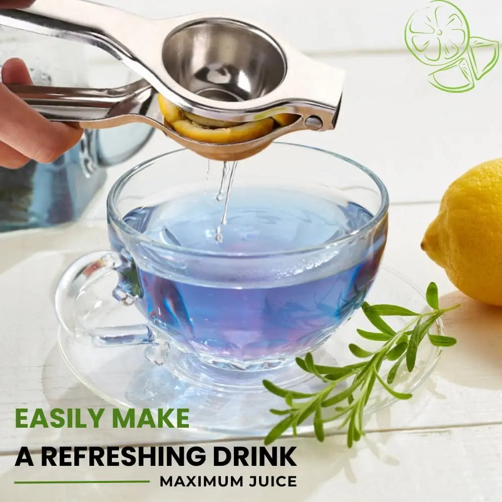 8 Inch Stainless Steel Juicer, Heavy Duty & Effortless Squeezing for Lemons, Oranges, Easy to Clean, Long Handle Design