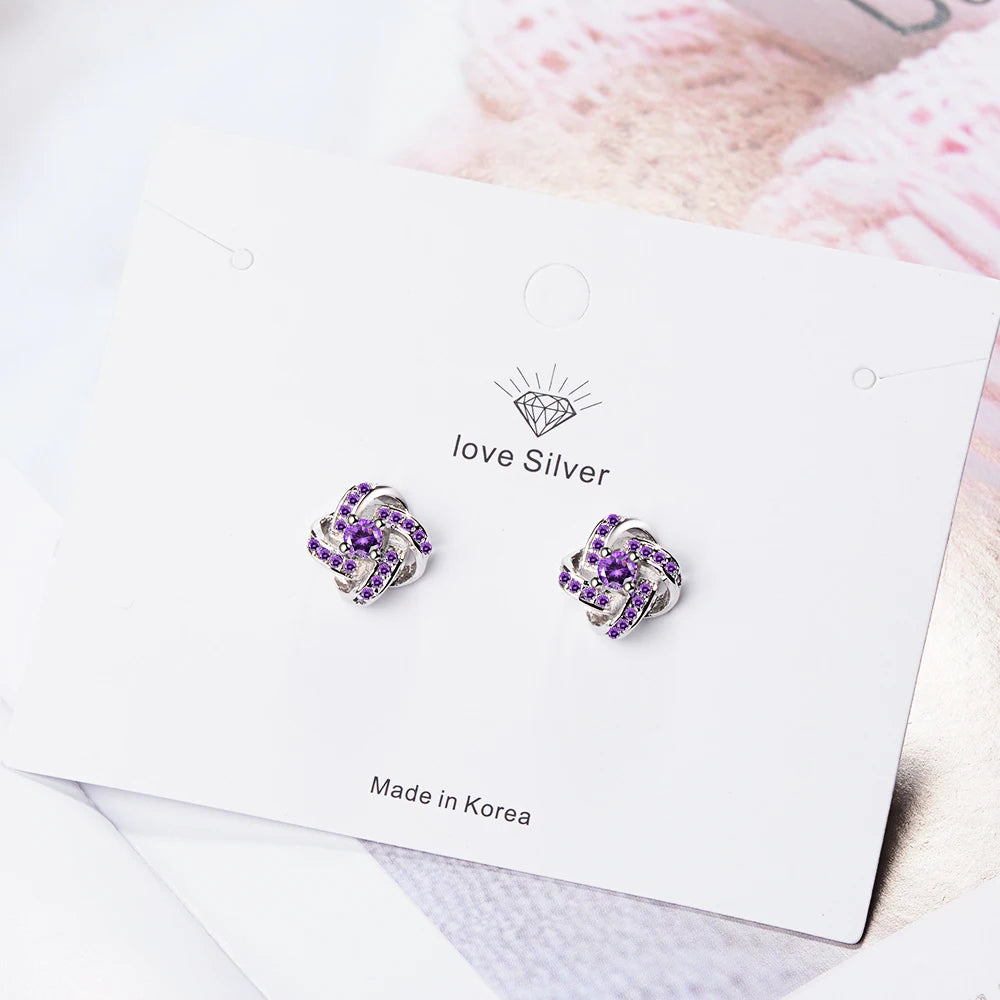 925 Sterling Silver Earrings For Women Sterling-silver-jewelry Zirconia Eternal Heart Twist Earrings Oorbellen S-e430
