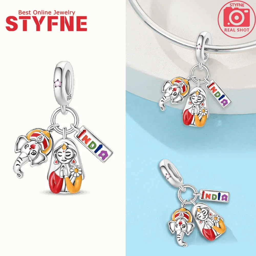 New 925 Silver Charms Greek Temple Paris Tower London Big Ben Beads Pendant Fit Original Bracelet DIY Cultural Fine Jewelry Gift