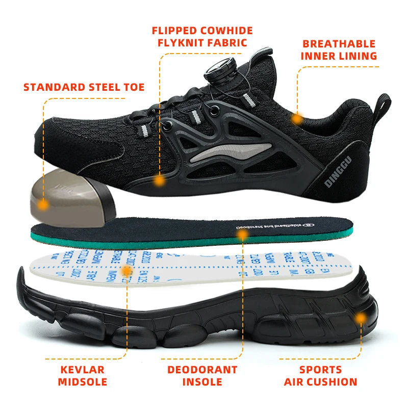 Breathable Woven Knit Industrial Construction Sneakers Industrial And Construction Site protective shoes