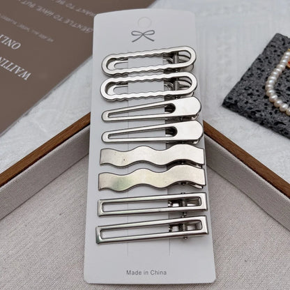 Sliver Metal Hair Clips Women Girls Y2K Duckbill Hairpin Personality Bangs Side Headwear Barrettes Hairclip Styling Accessories