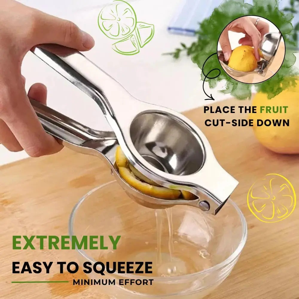 8 Inch Stainless Steel Juicer, Heavy Duty & Effortless Squeezing for Lemons, Oranges, Easy to Clean, Long Handle Design