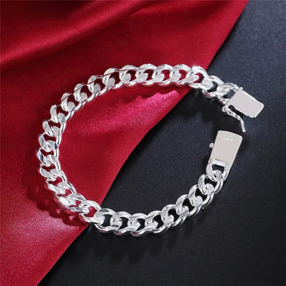 925 Sterling Silver Solid 10mm chain Bracelet men women Chain noble wedding Jewelry fashion charms party birthday gift