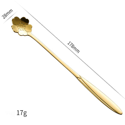 Flower Shape Coffee Spoon Gold Stainless Steel Dessert Spoon Ice Cream Scoop Tableware Kitchen Accessories