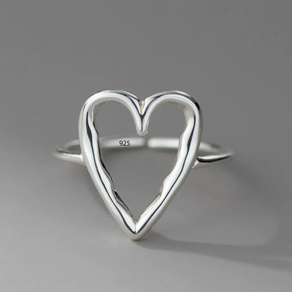 VENTFILLE 925 Sterling Silve Love Heart  Ring for Women Girl Gift Line Pearl Korean Sweet  Jewelry Birthday Gift Dropshipping