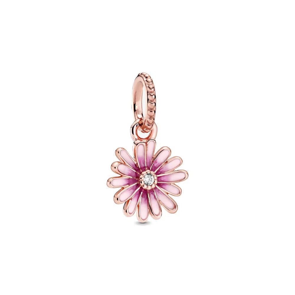 Rose Gold Fine Plated Pink Clip Dasiy Butterfly Dragonfly DIY Charms Fit Original Sterling Silver 925 Bracelet For Women Jewelry