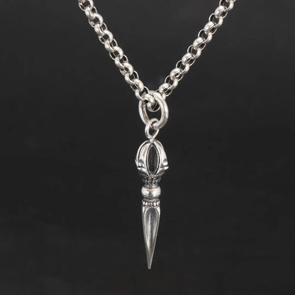 Real 925 Sterling Silver Small Vajra Pendant For Men and Women Buddhism Prayer Bouddha Jewelery