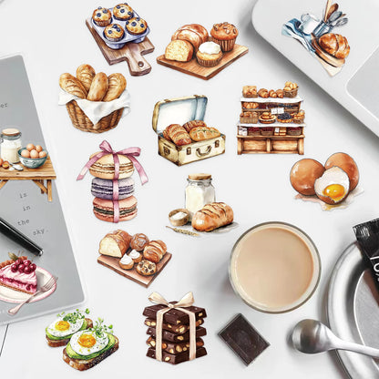 50Pcs Baking Dessert Cake Egg Theme Sticker Transparent PET Stickers For Stationery Guitar DIY Phone Case Craft Supplies