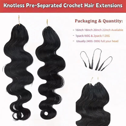 12A 30 Inch Crochet Human Hair Body Wave Knotless Pre-Separated Crochet Virgin Feather Afro Hair Extensions Human Hair For Women