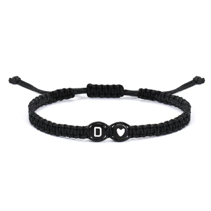 26 Letters Initial Heart Bracelets Handmade Adjustable A-Z Name Braided Bracelets For Women Men Friendship Jewelry