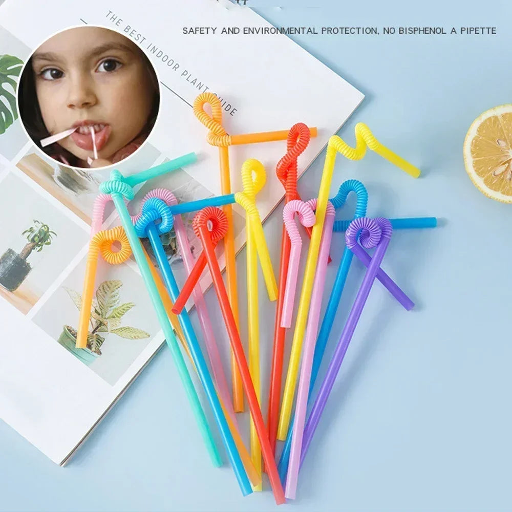 50-1000Pcs Foldable Multicolor Drinking Straws Beverage Straw Pajitas Plastique Juice Bar Party Wedding Kitchen Home Accessories