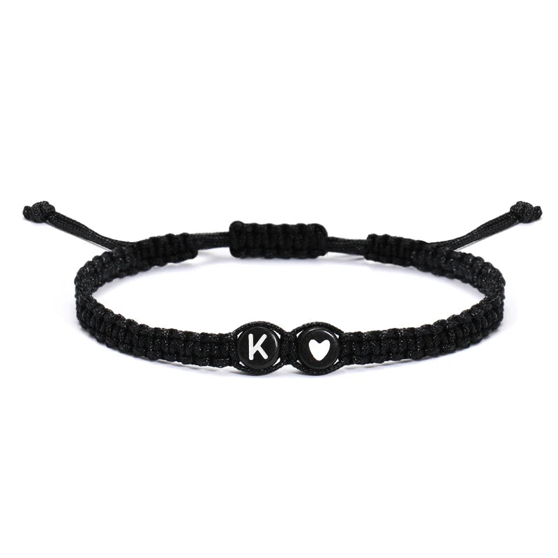 26 Letters Initial Heart Bracelets Handmade Adjustable A-Z Name Braided Bracelets For Women Men Friendship Jewelry