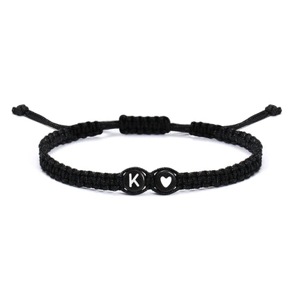 26 Letters Initial Heart Bracelets Handmade Adjustable A-Z Name Braided Bracelets For Women Men Friendship Jewelry
