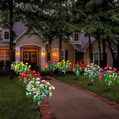 LED Solar Azalea Flowers Lights Outdoor Waterproof Landscape Light for Lawn Patio Garden Path Decorative Lighting Lamp