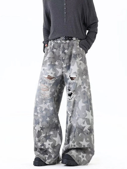 Men's Baggy Jeans Unisex Y2K Trendy Casual Wide Leg Denim Pants High Street Oversize Trousers American Style Streetwear Fashion