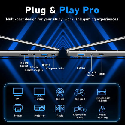 ACEKAMAS 15.6" Gaming Laptop intel Core i9 10980HK IPS 1920*1080 Notebook Gamer 16GB RAM 1TB SSD Windows 11 Pro Office Laptop PC