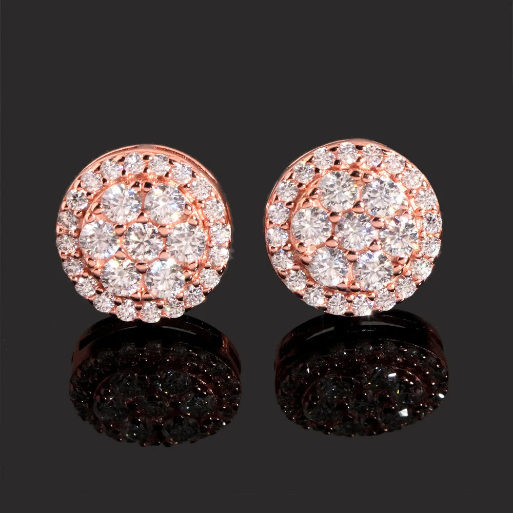 BXINY GRA Certified Full Moissanite Earrings 100% S925 Silver 18K Gold Plated Round Ear Studs for Women Men Hiphop Gifts Jewelry