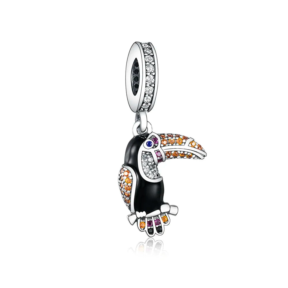 Fit Original Pan Charm Bracelet 925 Silver Rainbow Enamel Lorikeet Birrd Colorfull Parrot Bead For Making South Africa Berloque
