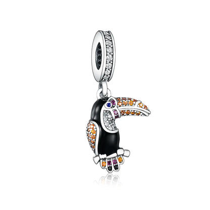 Fit Original Pan Charm Bracelet 925 Silver Rainbow Enamel Lorikeet Birrd Colorfull Parrot Bead For Making South Africa Berloque