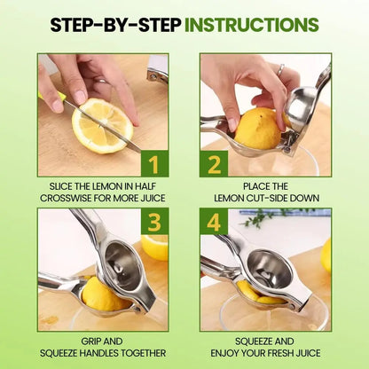 8 Inch Stainless Steel Juicer, Heavy Duty & Effortless Squeezing for Lemons, Oranges, Easy to Clean, Long Handle Design