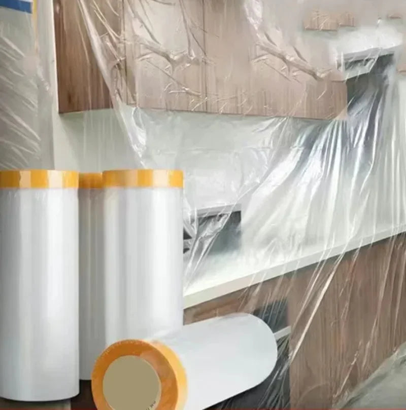 Disposable Cuttable Dust Film Self-adhesive Dustproof Film Automotive Paint Masking Tape for Furniture Dormitory Dust Protection