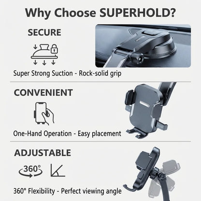 Universal Car Phone Holder Multi-Scene One-Click Lock Strong Suction 360° Rotation for Car Navigation & Desk