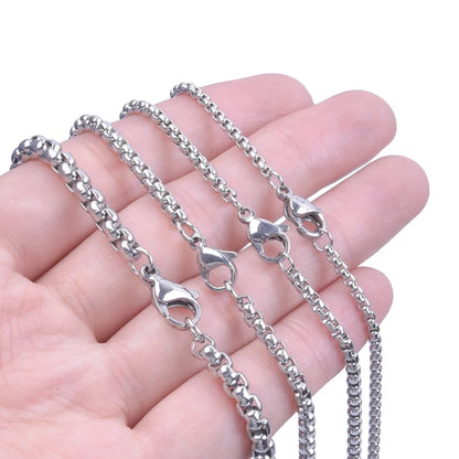 45/50/60/70/80/90cm Long Chain Simple Jewelry Around Neck Decor Stainless Steel Box Necklaces For Women Men DIY Pendant Supplies