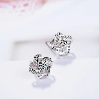 925 Sterling Silver Earrings For Women Sterling-silver-jewelry Zirconia Eternal Heart Twist Earrings Oorbellen S-e430