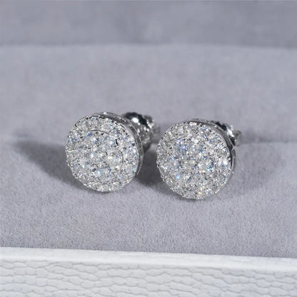 BXINY GRA Certified Full Moissanite Earrings 100% S925 Silver 18K Gold Plated Round Ear Studs for Women Men Hiphop Gifts Jewelry